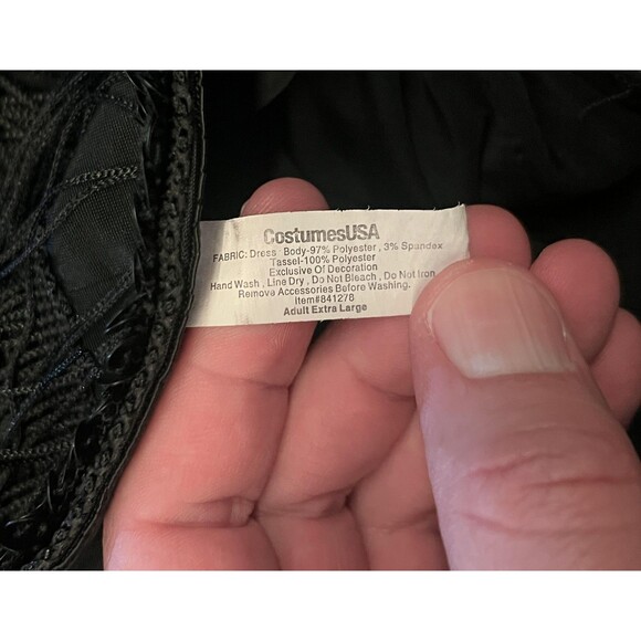 CostumesUSA Dress Womens Extra Large Black 20s Flapper Fringe Tassel Sequin - Picture 9 of 9